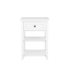 1-Drawer Wooden White Nightstand (20.9 in. Lx17.2 in. W x29 in. H) by ATHMILE