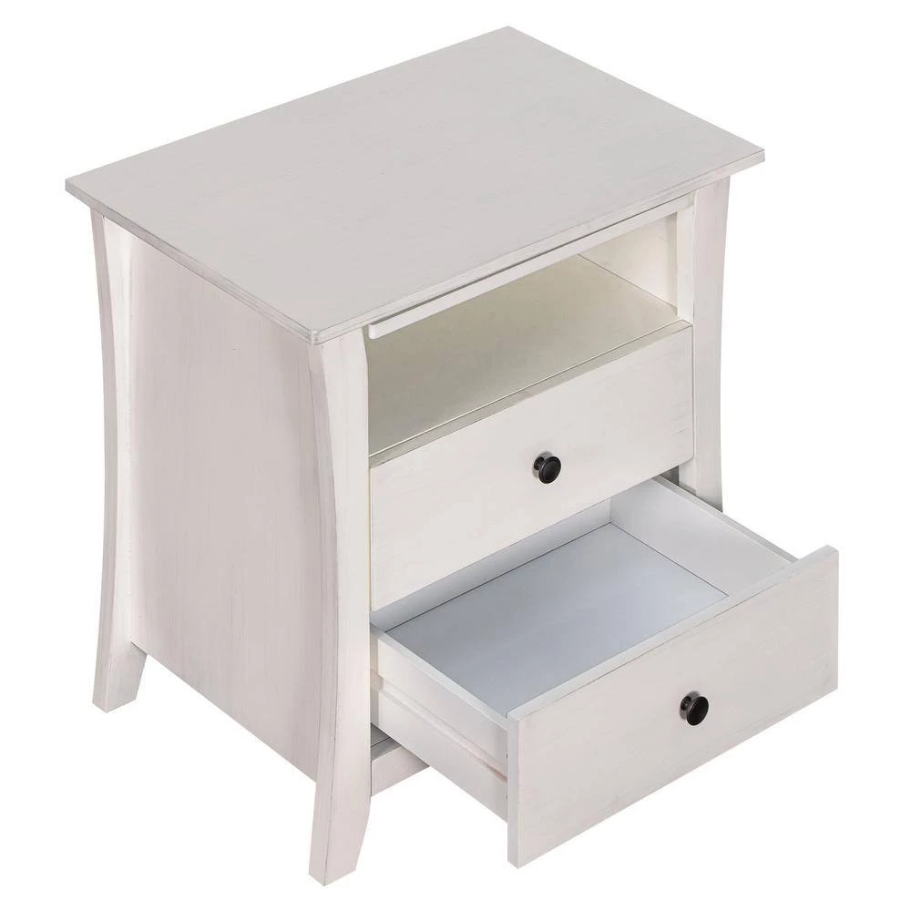 2-Drawers White Storage Nightstand (24''LX15.7''W X 25.2''H) by ATHMILE 5 2-Drawers White Storage Nightstand (24''LX15.7''W X 25.2''H) by ATHMILE - Image 5
