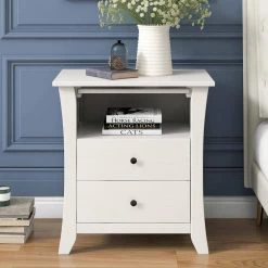 2-Drawers White Storage Nightstand (24''LX15.7''W X 25.2''H) by ATHMILE 13 2-Drawers White Storage Nightstand (24''LX15.7''W X 25.2''H) by ATHMILE -ATHMILE Sales Store white athmile nightstands gz b2w20222158 31 1000
