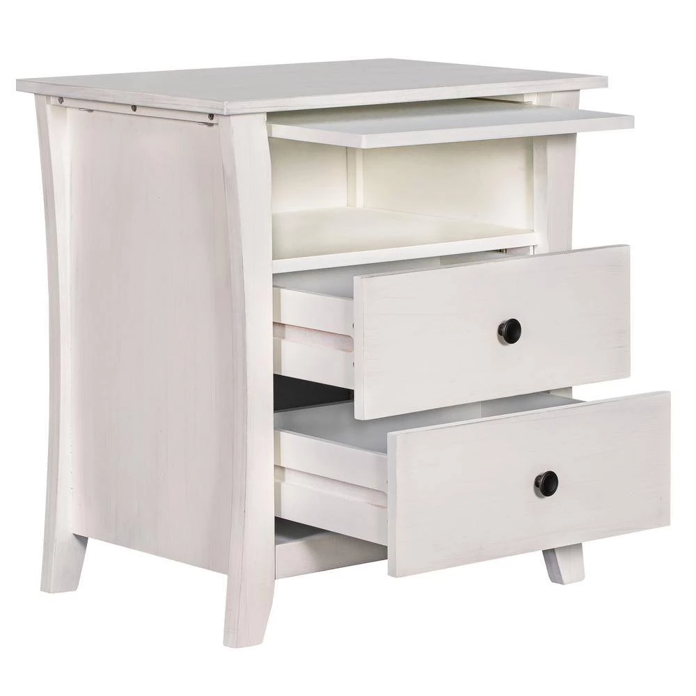 2-Drawers White Storage Nightstand (24''LX15.7''W X 25.2''H) by ATHMILE 6 2-Drawers White Storage Nightstand (24''LX15.7''W X 25.2''H) by ATHMILE - Image 6