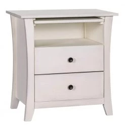 2-Drawers White Storage Nightstand (24''LX15.7''W X 25.2''H) by ATHMILE