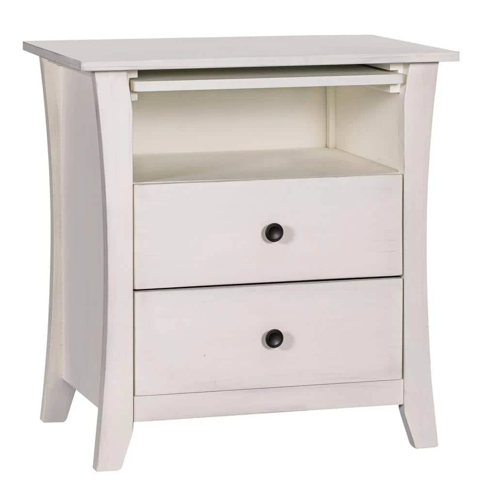 2-Drawers White Storage Nightstand (24''LX15.7''W X 25.2''H) by ATHMILE 1 2-Drawers White Storage Nightstand (24''LX15.7''W X 25.2''H) by ATHMILE