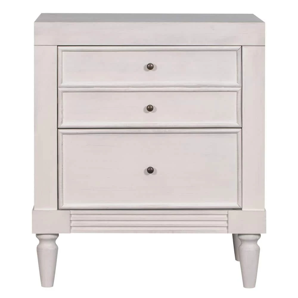 3-Drawers White Storage Nightstand (23.6''LX15.7''W X 23.6''H) by ATHMILE 1 3-Drawers White Storage Nightstand (23.6''LX15.7''W X 23.6''H) by ATHMILE