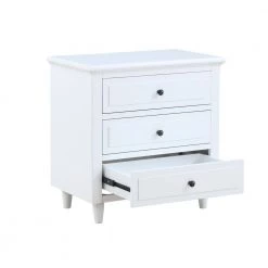 3-Drawer White Nightstand Storage Wood Cabinet 28.1 in. H x 27.9 in. W x 16.9 in. D by ATHMILE 12 3-Drawer White Nightstand Storage Wood Cabinet 28.1 in. H x 27.9 in. W x 16.9 in. D by ATHMILE -ATHMILE Sales Store white athmile nightstands gz wf286783aak 1f 1000