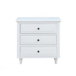 3-Drawer White Nightstand Storage Wood Cabinet 28.1 in. H x 27.9 in. W x 16.9 in. D by ATHMILE