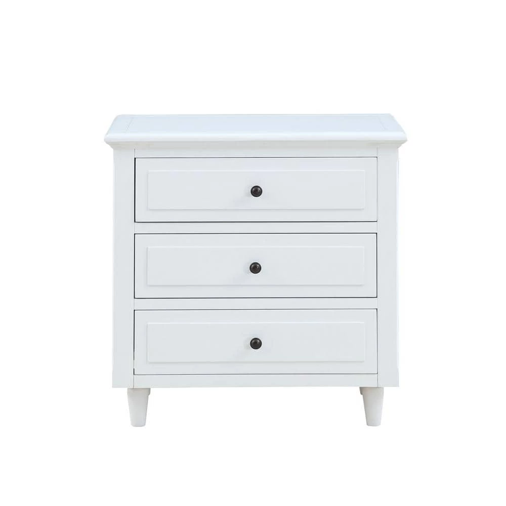 3-Drawer White Nightstand Storage Wood Cabinet 28.1 in. H x 27.9 in. W x 16.9 in. D by ATHMILE 1 3-Drawer White Nightstand Storage Wood Cabinet 28.1 in. H x 27.9 in. W x 16.9 in. D by ATHMILE