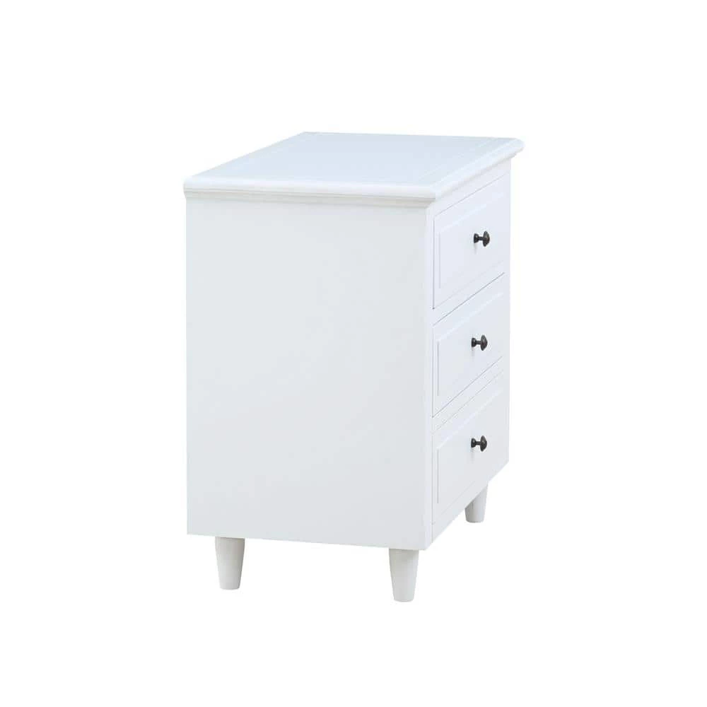 3-Drawer White Nightstand Storage Wood Cabinet 28.1 in. H x 27.9 in. W x 16.9 in. D by ATHMILE 2 3-Drawer White Nightstand Storage Wood Cabinet 28.1 in. H x 27.9 in. W x 16.9 in. D by ATHMILE - Image 2