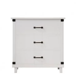 3-Drawers White Nightstand (27.4 in. L x 15.7 in. W x 27.9 in. H) by ATHMILE
