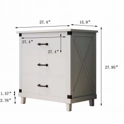 3-Drawers White Nightstand (27.4 in. L x 15.7 in. W x 27.9 in. H) by ATHMILE -ATHMILE Sales Store white athmile nightstands z gzb2w20221153 c3 1000