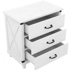 3-Drawers White Nightstand (27.4 in. L x 15.7 in. W x 27.9 in. H) by ATHMILE -ATHMILE Sales Store white athmile nightstands z gzb2w20221153 fa 1000