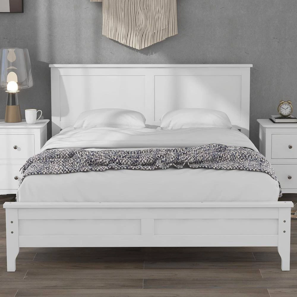 White Full Platform Bed by ATHMILE 7 White Full Platform Bed by ATHMILE - Image 7