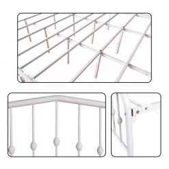 83.07 in. W White Queen Size Metal Platform Bed by ATHMILE -ATHMILE Sales Store white athmile panel beds gz b2w20221560 1f 1000