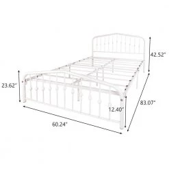 83.07 in. W White Queen Size Metal Platform Bed by ATHMILE -ATHMILE Sales Store white athmile panel beds gz b2w20221560 c3 1000