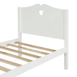 White Twin Size Wood Platform Bed with Headboard by ATHMILE -ATHMILE Sales Store white athmile panel beds gz b2w20221574 fa 1000