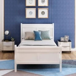 41.3 in. W White Wood Frame Twin Platform Bed by ATHMILE 13 41.3 in. W White Wood Frame Twin Platform Bed by ATHMILE -ATHMILE Sales Store white athmile platform beds dztwf192439aak 31 1000