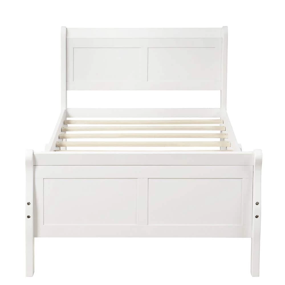41.3 in. W White Wood Frame Twin Platform Bed by ATHMILE 1 41.3 in. W White Wood Frame Twin Platform Bed by ATHMILE
