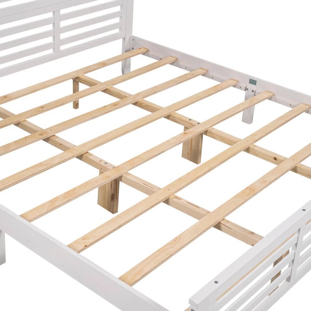 80.7 in. W White King Size Platform Bed with Horizontal Strip Hollow Shape by ATHMILE 5 80.7 in. W White King Size Platform Bed with Horizontal Strip Hollow Shape by ATHMILE - Image 5