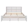 80.7 in. W White King Size Platform Bed with Horizontal Strip Hollow Shape by ATHMILE