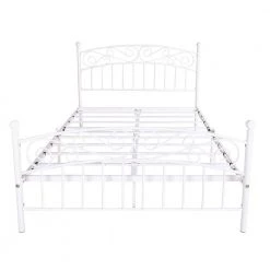 83.86 in. W White Queen Size Metal Frame Platform Bed with Headboard and Footboard by ATHMILE