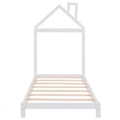 77.3 in. W White Twin Size Wood Platform Bed by ATHMILE