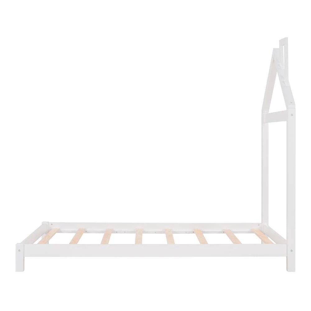 77.3 in. W White Twin Size Wood Platform Bed by ATHMILE 2 77.3 in. W White Twin Size Wood Platform Bed by ATHMILE - Image 2