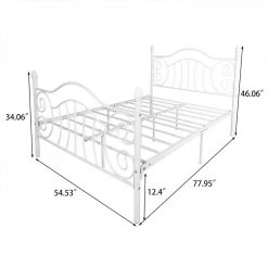77.95 in. W White Metal Frame Full Platform Bed by ATHMILE 9 77.95 in. W White Metal Frame Full Platform Bed by ATHMILE -ATHMILE Sales Store white athmile platform beds gz b2w20221005 c3 1000