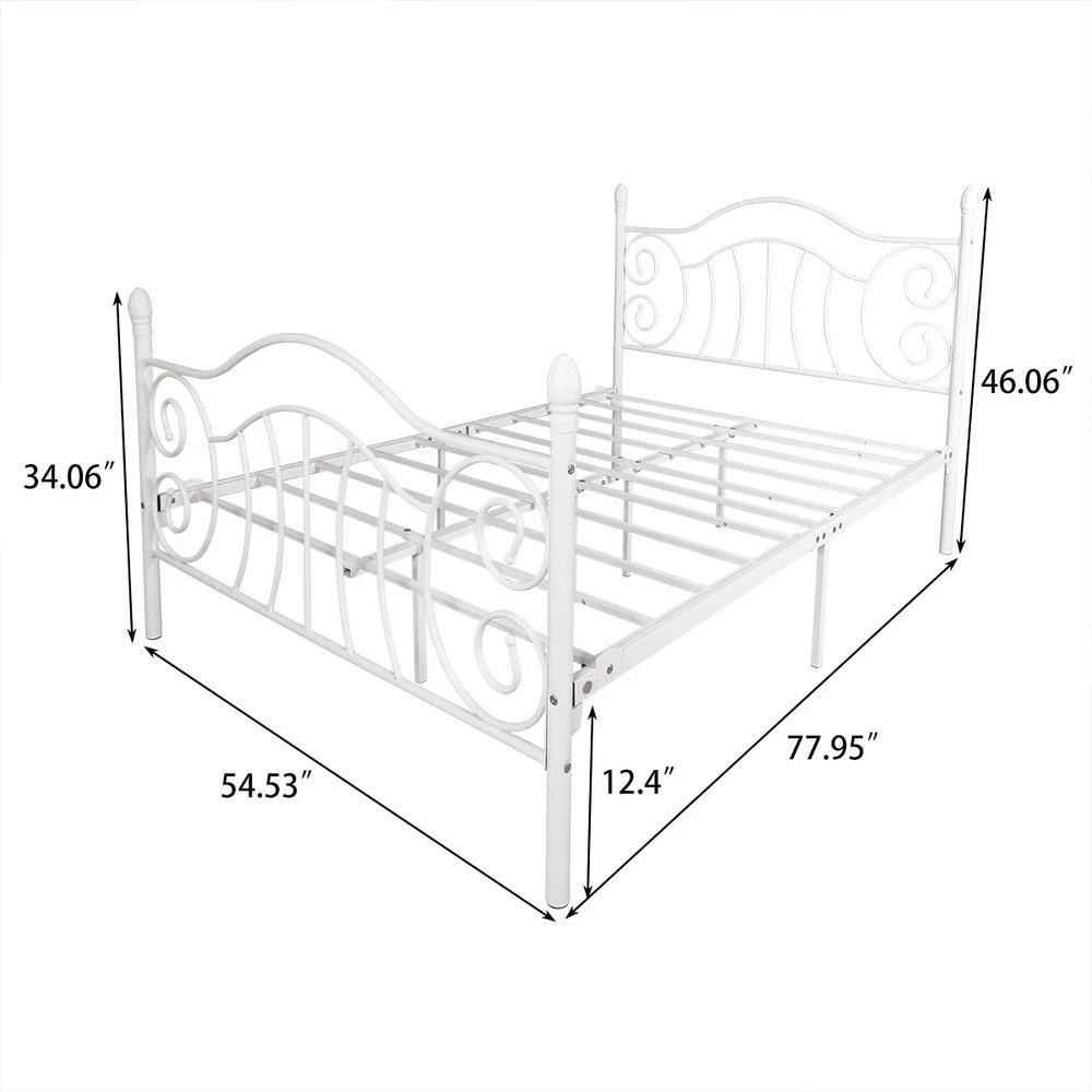 77.95 in. W White Metal Frame Full Platform Bed by ATHMILE 3 77.95 in. W White Metal Frame Full Platform Bed by ATHMILE - Image 3
