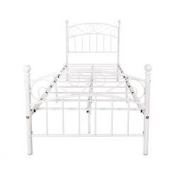 77.95 in. W White Non-Upholster Metal Frame Twin Platform Bed by ATHMILE