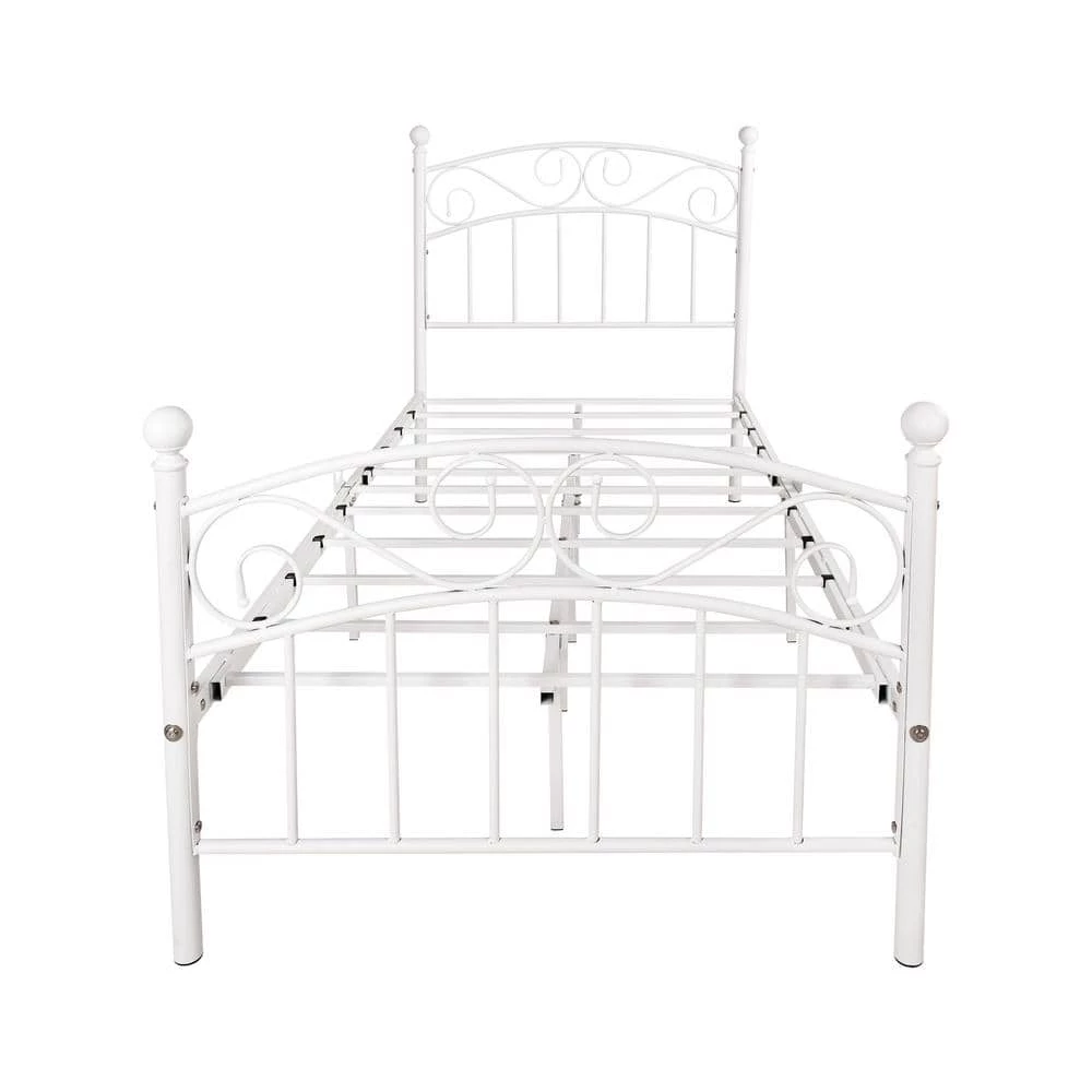 77.95 in. W White Non-Upholster Metal Frame Twin Platform Bed by ATHMILE 1 77.95 in. W White Non-Upholster Metal Frame Twin Platform Bed by ATHMILE