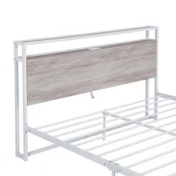 87 in. W White Queen Size Metal Platform Bed Frame with Sockets by ATHMILE 13 87 in. W White Queen Size Metal Platform Bed Frame with Sockets by ATHMILE -ATHMILE Sales Store white athmile platform beds gz b2w20221681 1f 1000