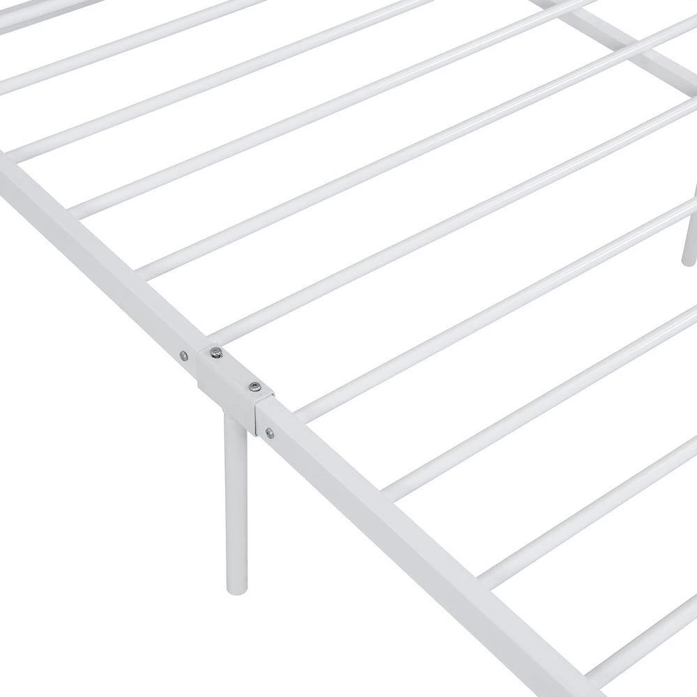 87 in. W White Queen Size Metal Platform Bed Frame with Sockets by ATHMILE 6 87 in. W White Queen Size Metal Platform Bed Frame with Sockets by ATHMILE - Image 6