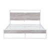 87 in. W White Queen Size Metal Platform Bed Frame with Sockets by ATHMILE