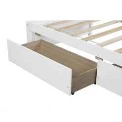 White Twin Bed with 2 Drawers, Solid Wood, No Box Spring Needed by ATHMILE -ATHMILE Sales Store white athmile platform beds gz w50422209 44 1000
