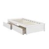 White Twin Bed with 2 Drawers, Solid Wood, No Box Spring Needed by ATHMILE