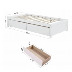 White Twin Bed with 2 Drawers, Solid Wood, No Box Spring Needed by ATHMILE -ATHMILE Sales Store white athmile platform beds gz w50422209 c3 1000