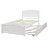 White Twin size Platform Bed with Trundle by ATHMILE