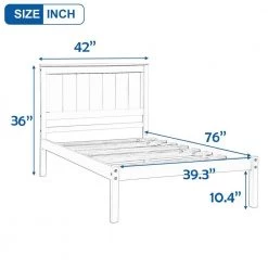 White Twin Size Platform Bed Frame with Headboard Wood Slat Support by ATHMILE 9 White Twin Size Platform Bed Frame with Headboard Wood Slat Support by ATHMILE -ATHMILE Sales Store white athmile platform beds gz wf212811aak c3 1000