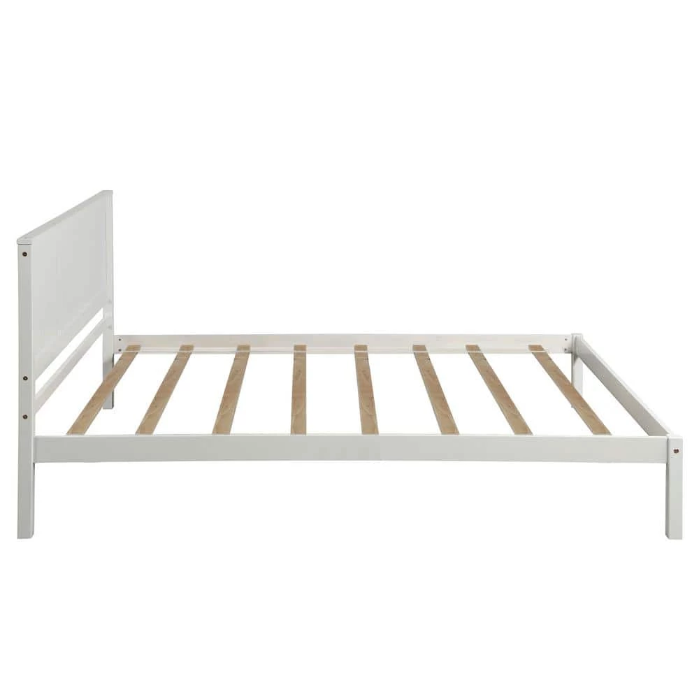 White Twin Size Platform Bed Frame with Headboard Wood Slat Support by ATHMILE 2 White Twin Size Platform Bed Frame with Headboard Wood Slat Support by ATHMILE - Image 2