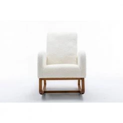 White Polyester Fabric Rocking Chair (Set of 1) by ATHMILE