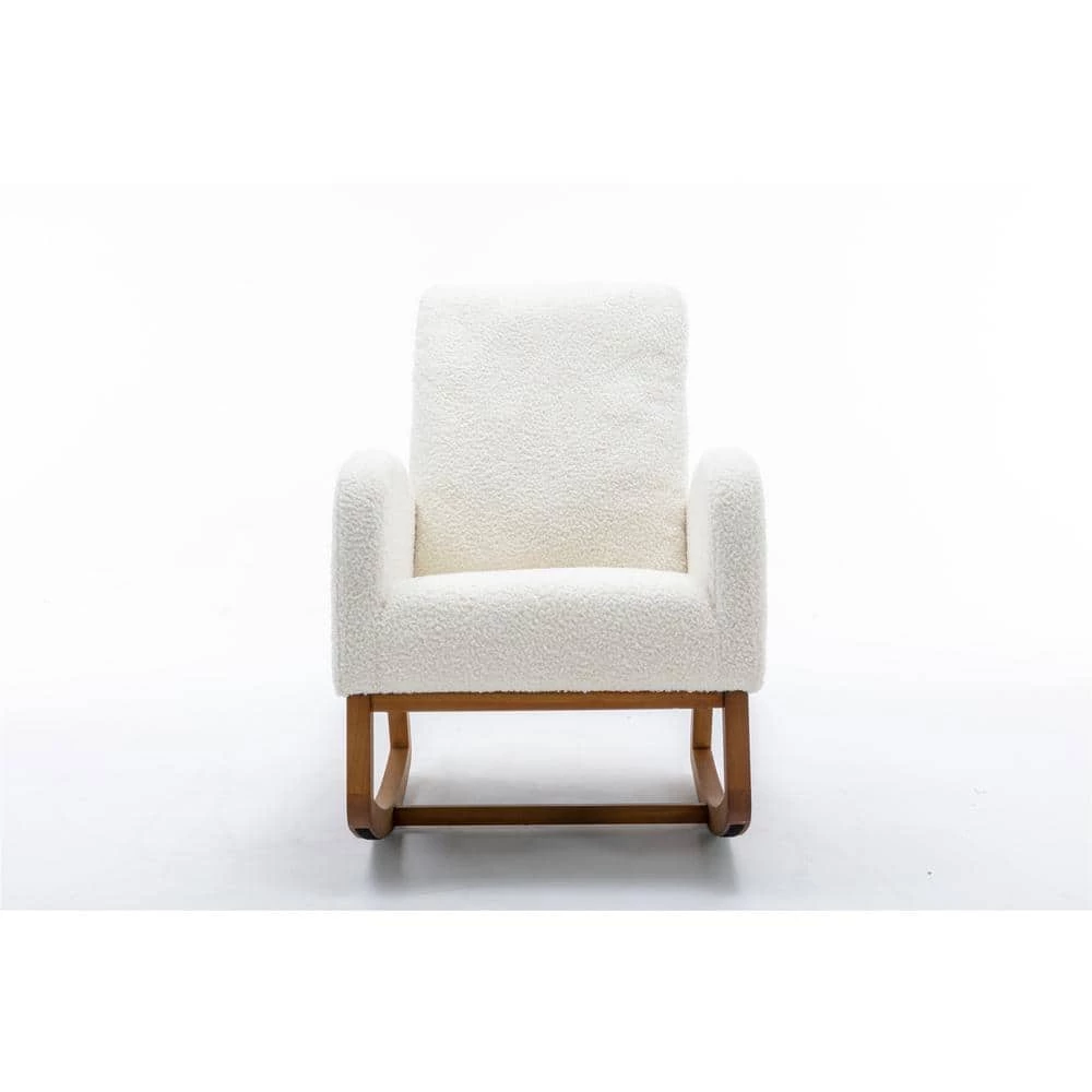 White Polyester Fabric Rocking Chair (Set of 1) by ATHMILE 1 White Polyester Fabric Rocking Chair (Set of 1) by ATHMILE