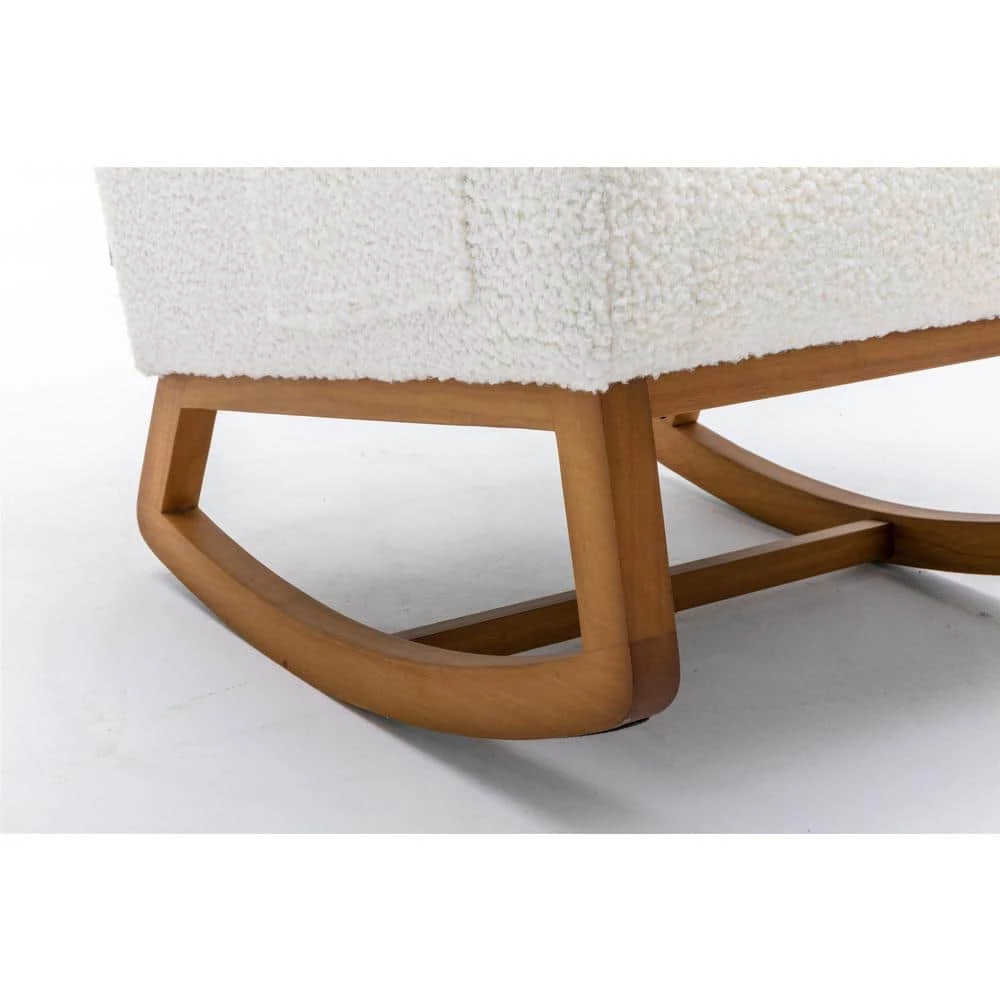 White Polyester Fabric Rocking Chair (Set of 1) by ATHMILE 7 White Polyester Fabric Rocking Chair (Set of 1) by ATHMILE - Image 7