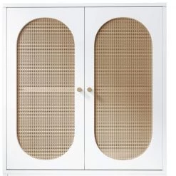 White Natural Rattan Sideboard with Adjustable Shelf by ATHMILE 16 White Natural Rattan Sideboard with Adjustable Shelf by ATHMILE -ATHMILE Sales Store white athmile sideboards buffet tables gz b2w20221287 76 1000