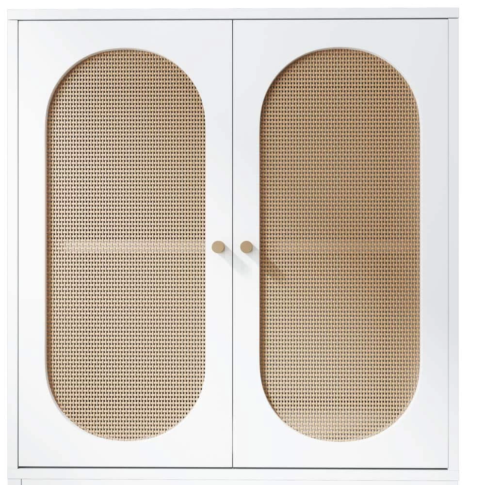 White Natural Rattan Sideboard with Adjustable Shelf by ATHMILE 8 White Natural Rattan Sideboard with Adjustable Shelf by ATHMILE - Image 8