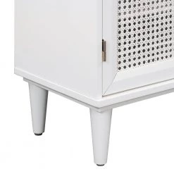 White Sideboard with Artificial Rattan Door and Unobtrusive Doorknob by ATHMILE 12 White Sideboard with Artificial Rattan Door and Unobtrusive Doorknob by ATHMILE -ATHMILE Sales Store white athmile sideboards buffet tables gz b2w20221431 66 1000