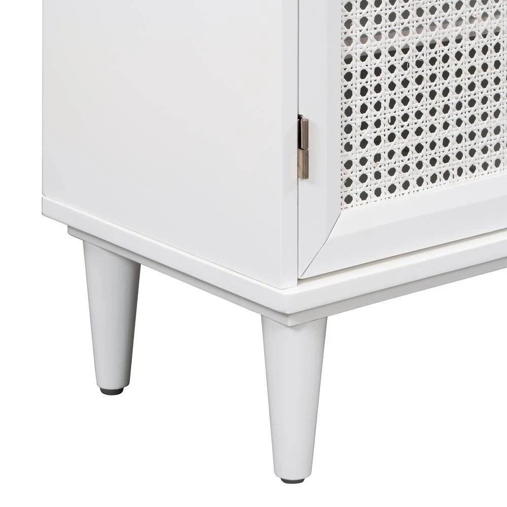 White Sideboard with Artificial Rattan Door and Unobtrusive Doorknob by ATHMILE 3 White Sideboard with Artificial Rattan Door and Unobtrusive Doorknob by ATHMILE - Image 3
