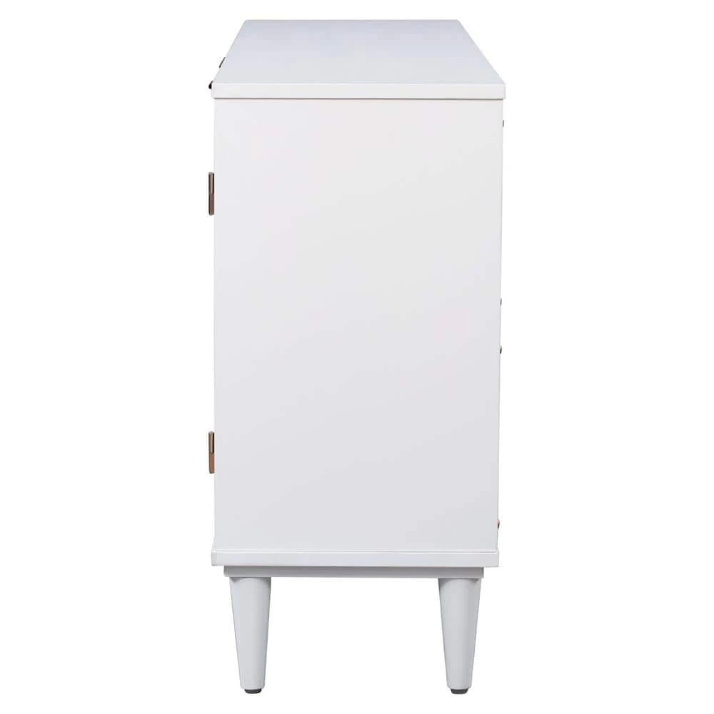 White Sideboard with Artificial Rattan Door and Unobtrusive Doorknob by ATHMILE 2 White Sideboard with Artificial Rattan Door and Unobtrusive Doorknob by ATHMILE - Image 2