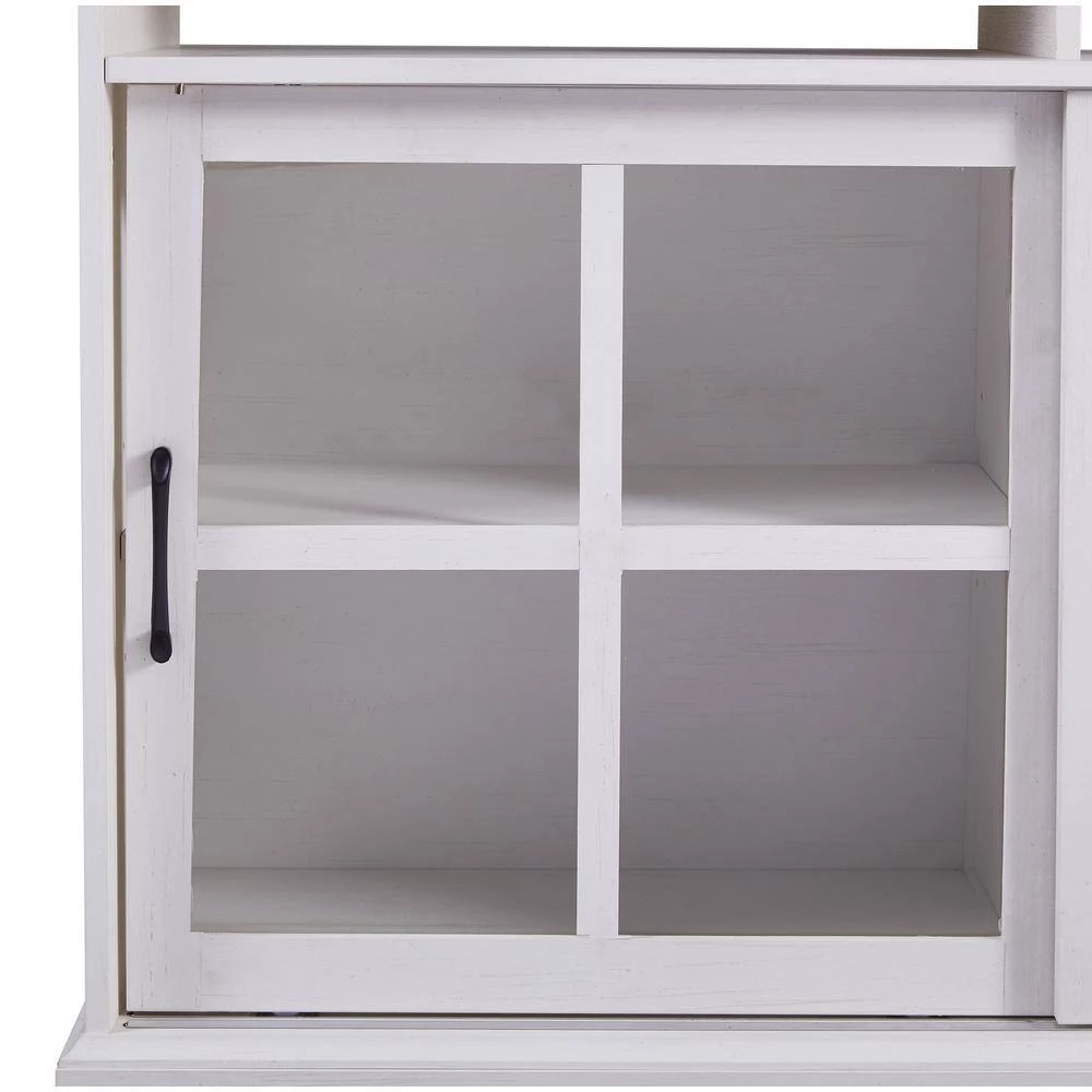 White Sideboard with 2-Glass Sliding Doors and Adjustable Shelves by ATHMILE 7 White Sideboard with 2-Glass Sliding Doors and Adjustable Shelves by ATHMILE - Image 7