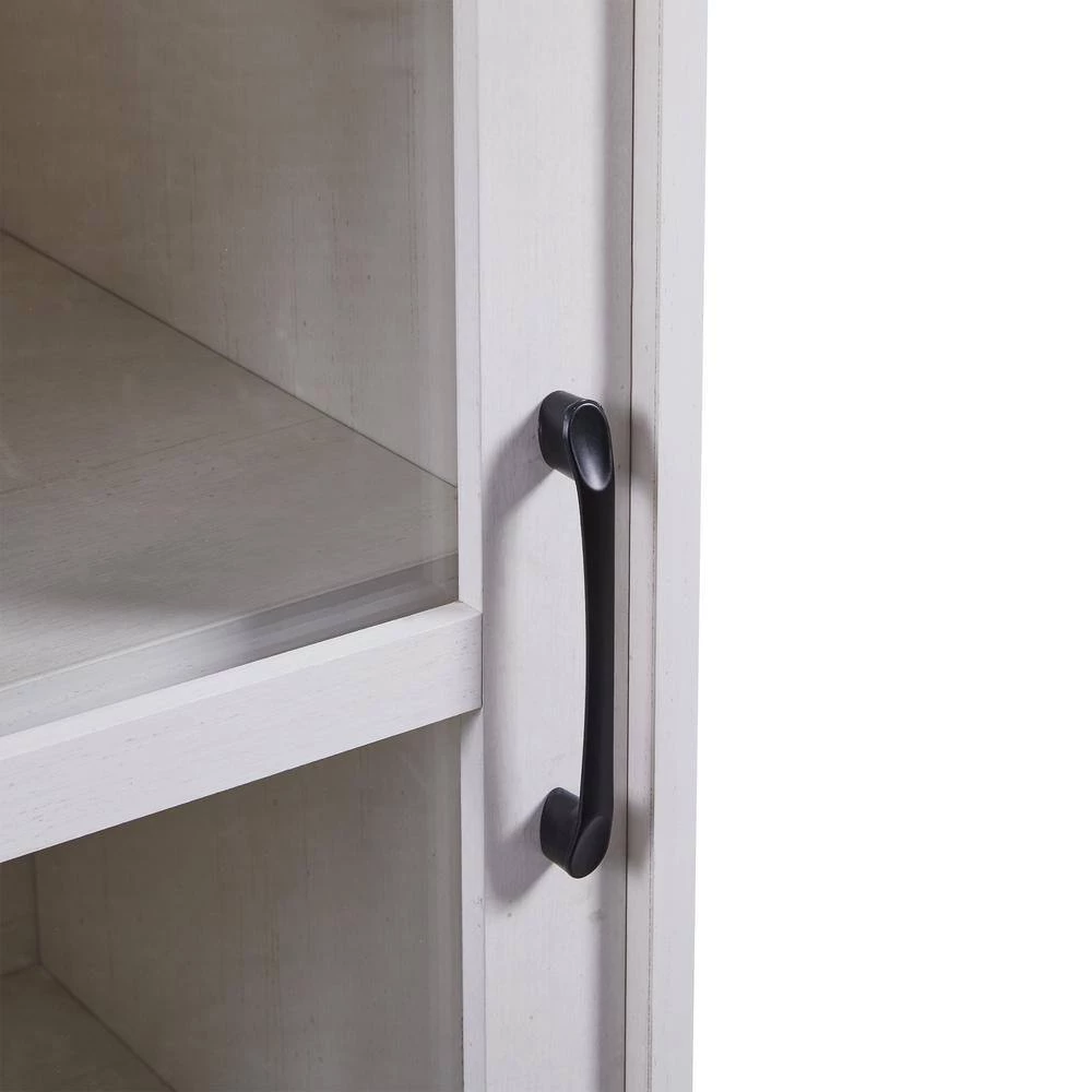 White Sideboard with 2-Glass Sliding Doors and Adjustable Shelves by ATHMILE 9 White Sideboard with 2-Glass Sliding Doors and Adjustable Shelves by ATHMILE - Image 9