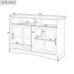 White Sideboard with 2-Glass Sliding Doors and Adjustable Shelves by ATHMILE 13 White Sideboard with 2-Glass Sliding Doors and Adjustable Shelves by ATHMILE -ATHMILE Sales Store white athmile sideboards buffet tables gz b2w20221454 c3 1000