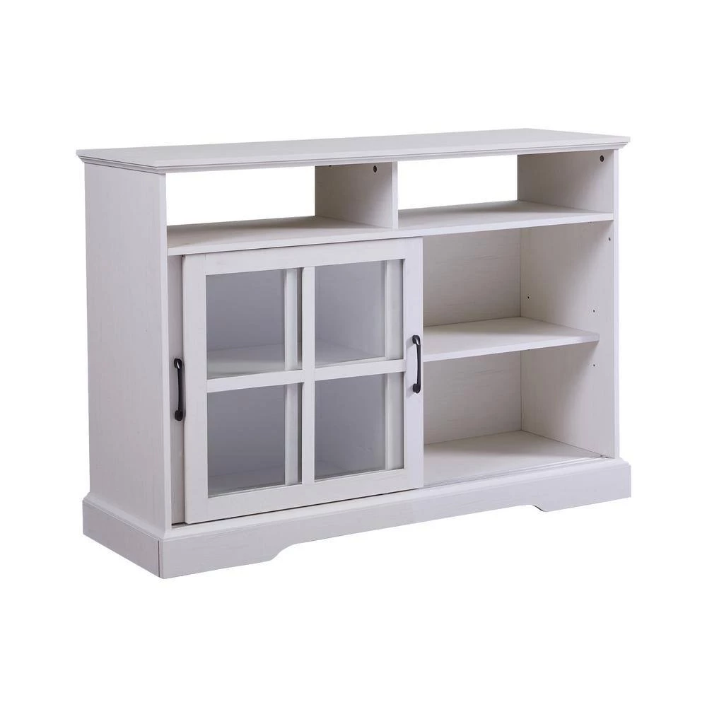 White Sideboard with 2-Glass Sliding Doors and Adjustable Shelves by ATHMILE 2 White Sideboard with 2-Glass Sliding Doors and Adjustable Shelves by ATHMILE - Image 2